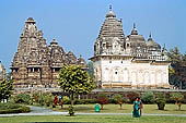 Khajuraho - the new Pratapeshvara Temple just to the south of the Vishvanath temple (left) 